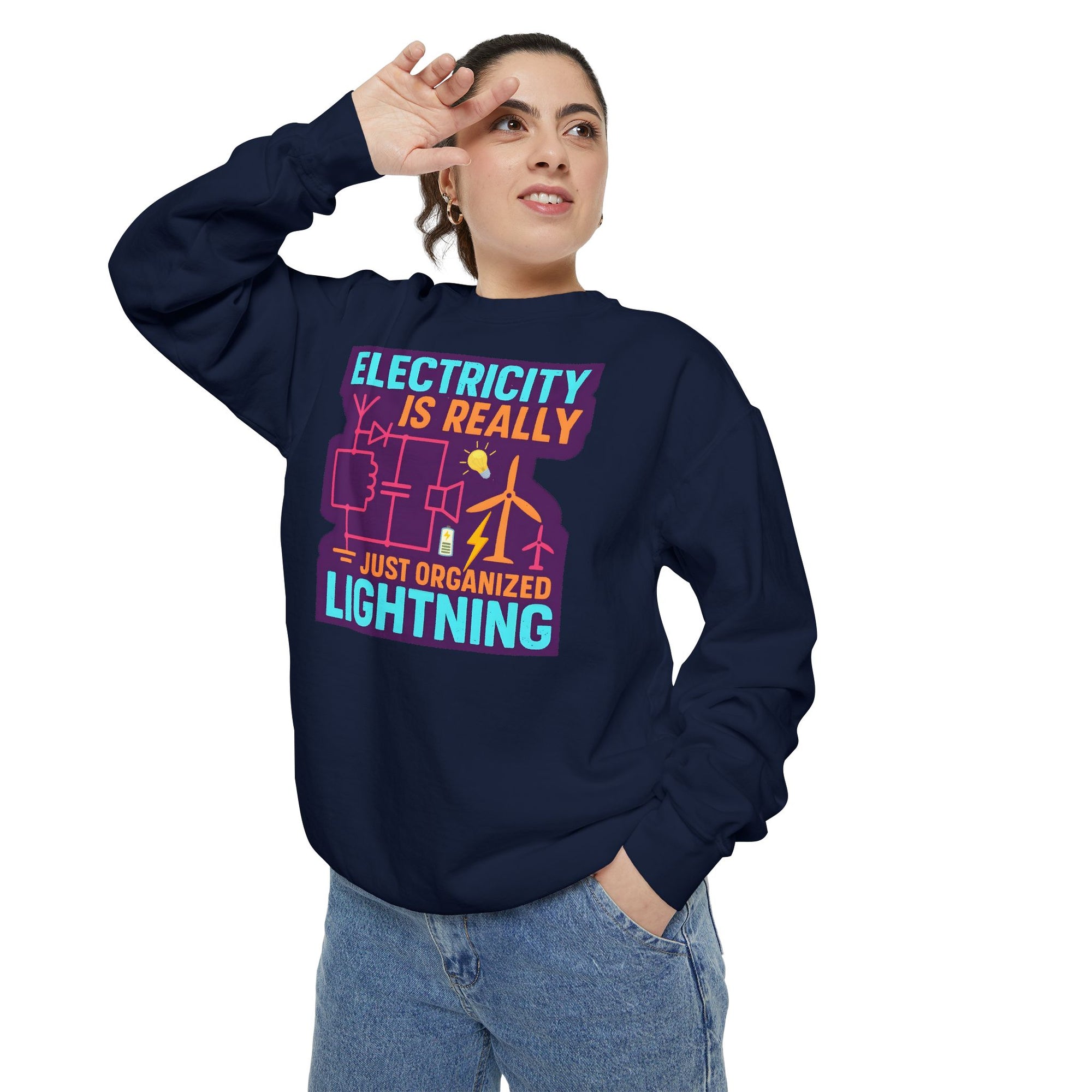 Organized Lightning Electricity Graphic Sweatshirt