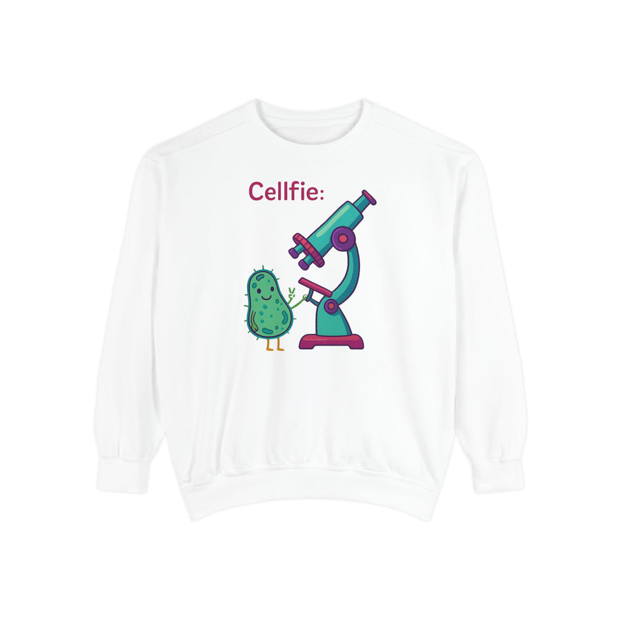 Cellfie Cute Cell & Microscope Graphic Crewneck
